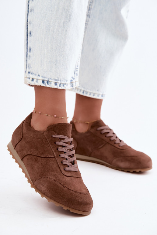Barefoot Sneaker aus Kunstveloursleder in Braun Zazoo N1422