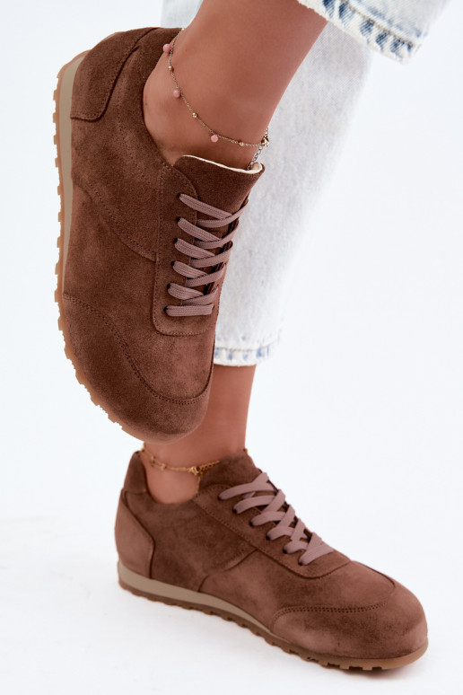 Barefoot Sneaker aus Kunstveloursleder in Braun Zazoo N1422