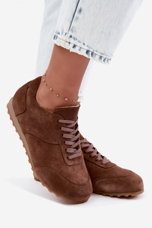 Barefoot Sneaker aus Kunstveloursleder in Braun Zazoo N1422