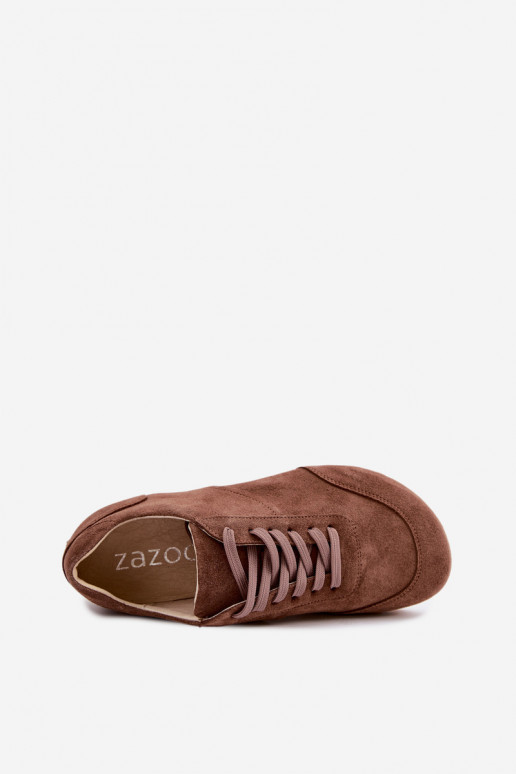 Barefoot Sneaker aus Kunstveloursleder in Braun Zazoo N1422
