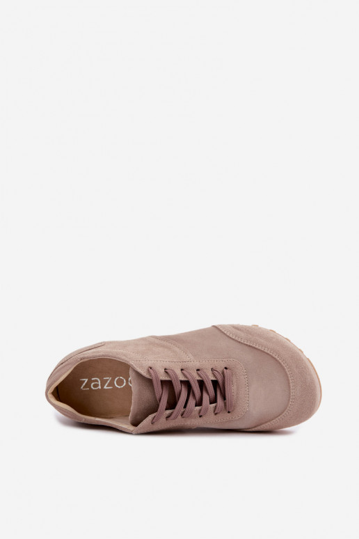 Barefoot Sneaker aus Kunstveloursleder in Sandfarbe Zazoo N1422