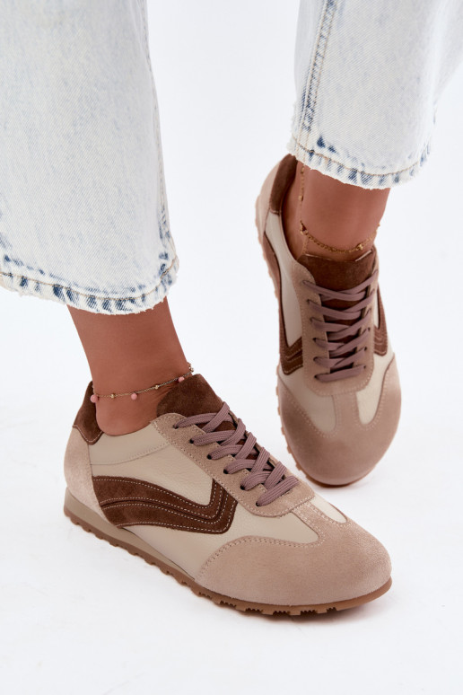 Barefoot Sneaker aus Kunstveloursleder in Sandfarbe Zazoo N1400