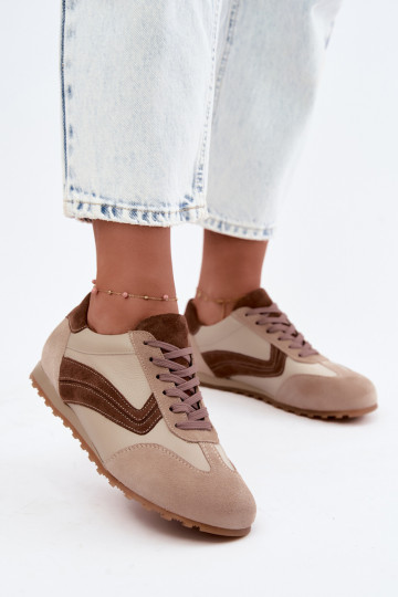 Barefoot Sneaker aus Kunstveloursleder in Sandfarbe Zazoo N1400 2