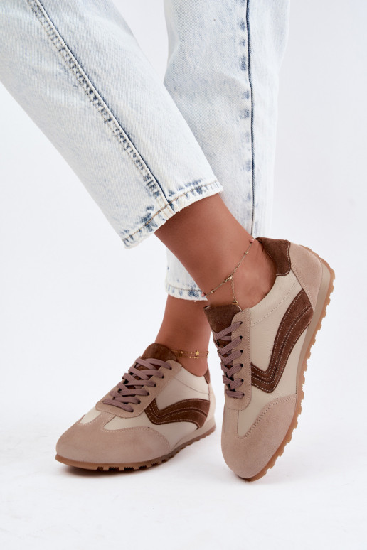 Barefoot Sneaker aus Kunstveloursleder in Sandfarbe Zazoo N1400