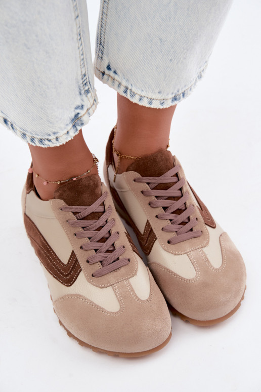 Barefoot Sneaker aus Kunstveloursleder in Sandfarbe Zazoo N1400