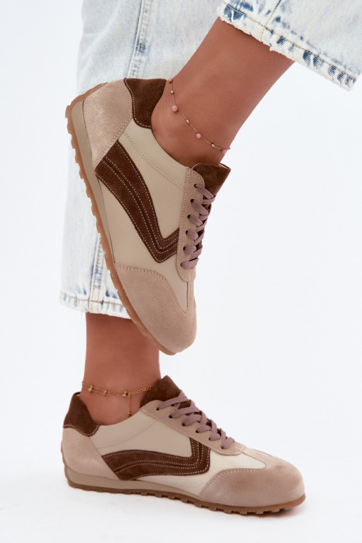Barefoot Sneaker aus Kunstveloursleder in Sandfarbe Zazoo N1400
