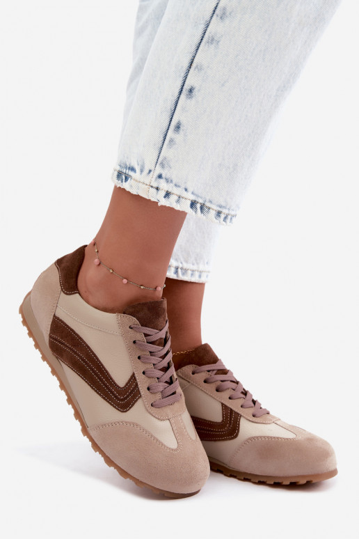 Barefoot Sneaker aus Kunstveloursleder in Sandfarbe Zazoo N1400