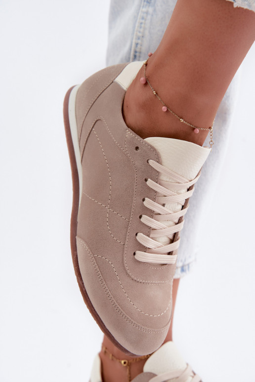 Barefoot Sneaker mit Stickereien in Sandfarbe Zazoo N1414