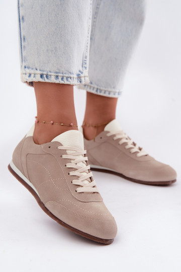 Barefoot Sneaker mit Stickereien in Sandfarbe Zazoo N1414 2