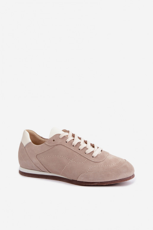 Barefoot Sneaker mit Stickereien in Sandfarbe Zazoo N1414