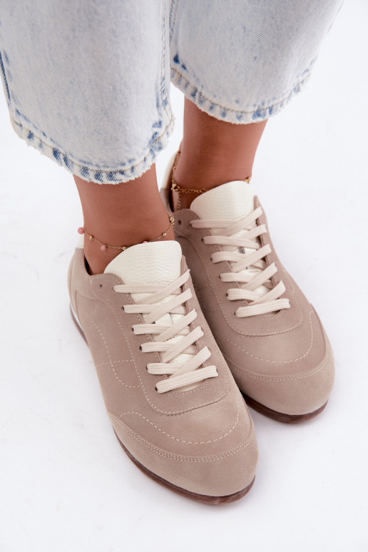 Barefoot Sneaker mit Stickereien in Sandfarbe Zazoo N1414