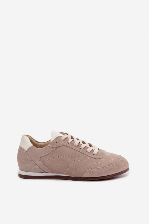 Barefoot Sneaker mit Stickereien in Sandfarbe Zazoo N1414