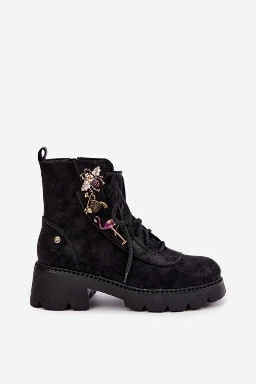 Haut ArbeitsstiefelettenPrzypinkami Es mussciejka 07656-01 schZuarze Farbe