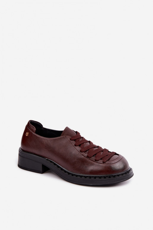 Lackleder Halbschuhe mit Schnürsenkeln in Dunkelbraun