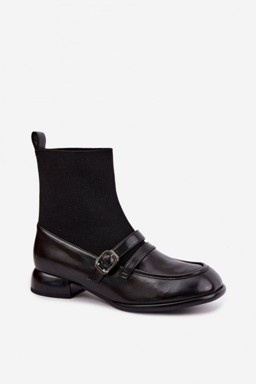 Stiefel Haut mit sockenartiger Innensohle Es mussciejka K7766-01 schZuarze Farbe