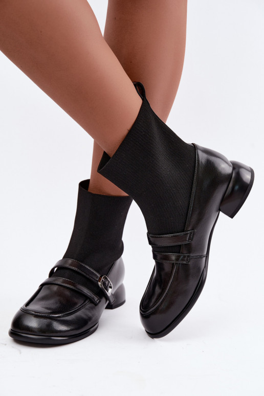 Stiefel Haut mit sockenartiger Innensohle Es mussciejka K7766-01 schZuarze Farbe