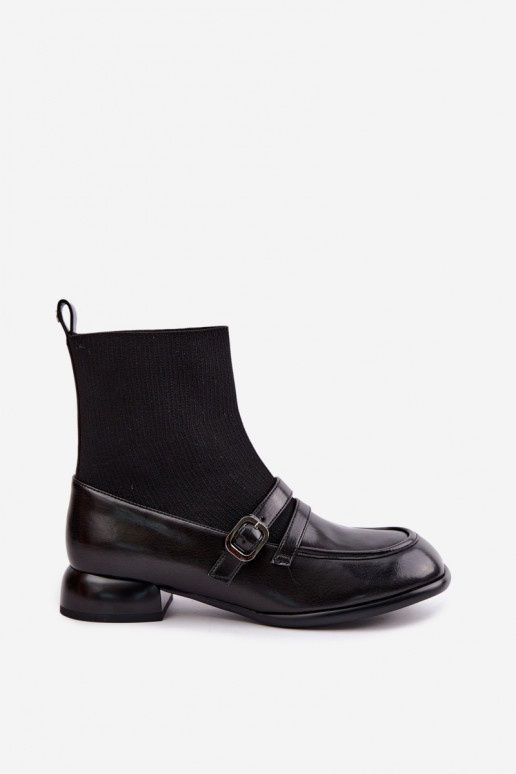 Stiefel Haut mit sockenartiger Innensohle Es mussciejka K7766-01 schZuarze Farbe