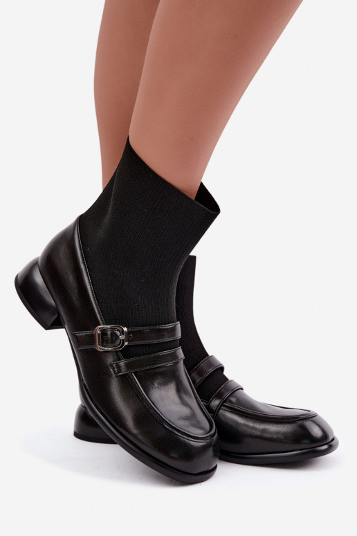 Stiefel Haut mit sockenartiger Innensohle Es mussciejka K7766-01 schZuarze Farbe