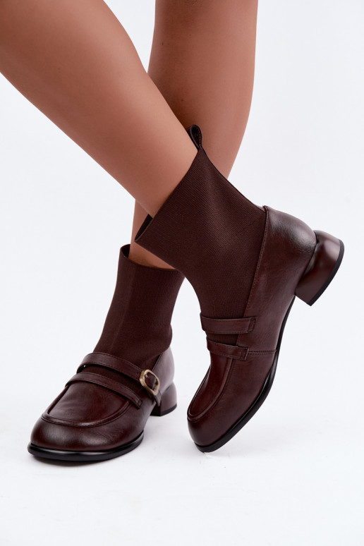 Stiefel Haut mit sockenartiger Innensohle Es mussciejka K7766-02 braune Farbe