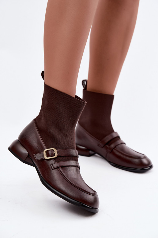 Stiefel Haut mit sockenartiger Innensohle Es mussciejka K7766-02 braune Farbe