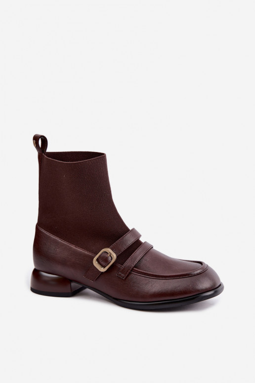 Stiefeletten mit sockenähnlichem Schaft in Braun