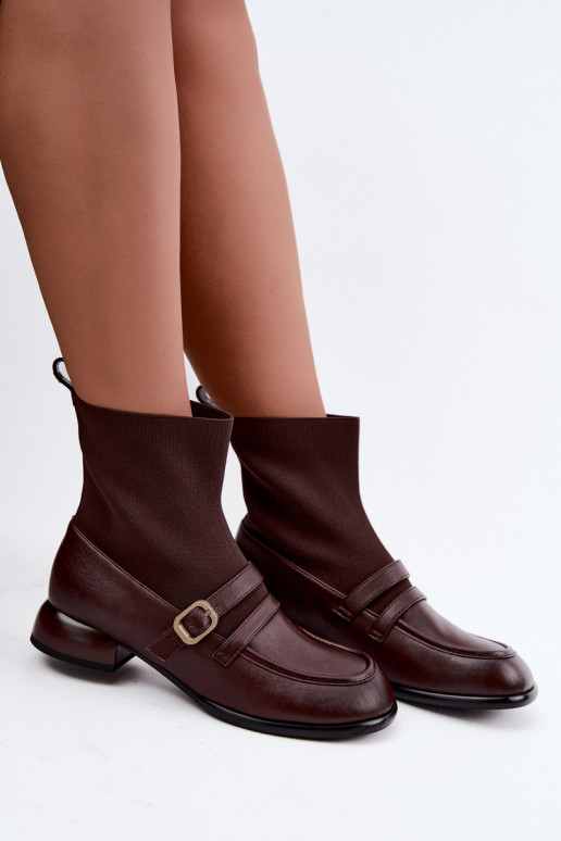 Stiefel Haut mit sockenartiger Innensohle Es mussciejka K7766-02 braune Farbe