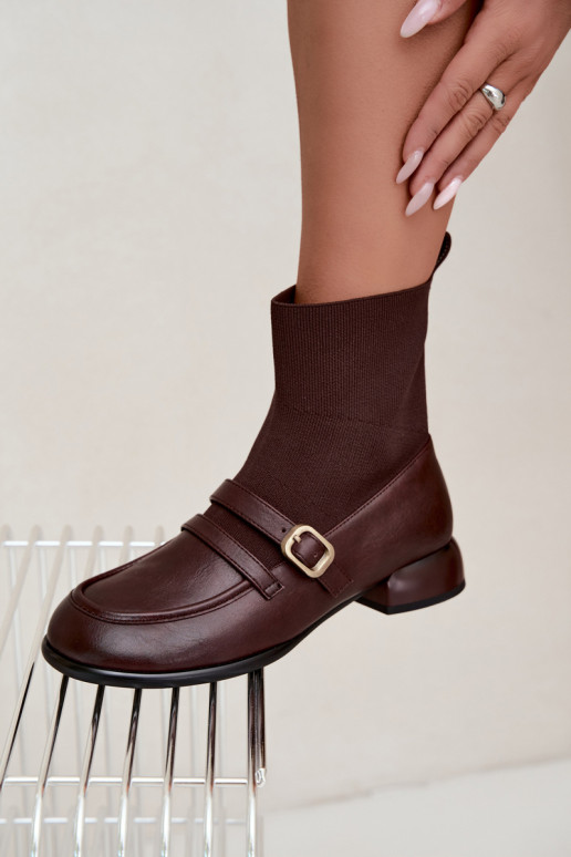 Stiefel Haut mit sockenartiger Innensohle Es mussciejka K7766-02 braune Farbe