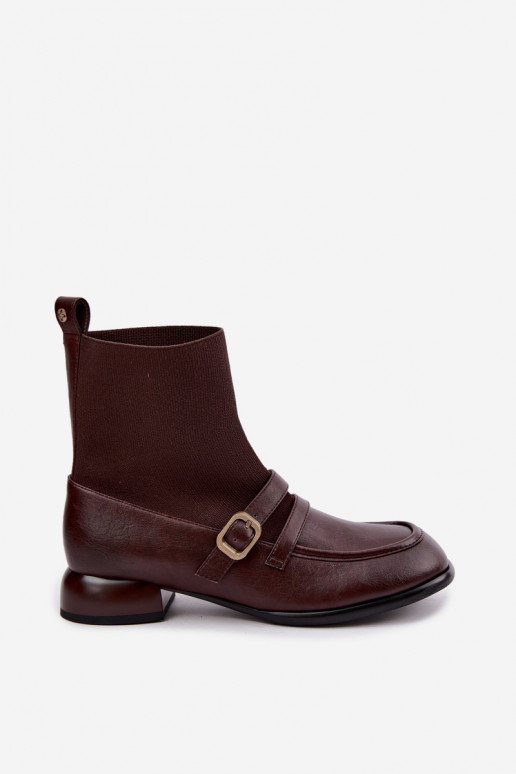 Stiefel Haut mit sockenartiger Innensohle Es mussciejka K7766-02 braune Farbe