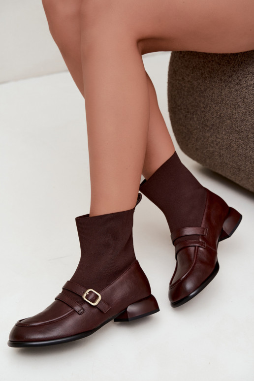 Stiefel Haut mit sockenartiger Innensohle Es mussciejka K7766-02 braune Farbe