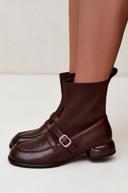 Stiefel Haut mit sockenartiger Innensohle Es mussciejka K7766-02 braune Farbe