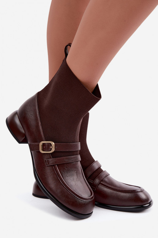 Stiefeletten mit sockenähnlichem Schaft in Braun