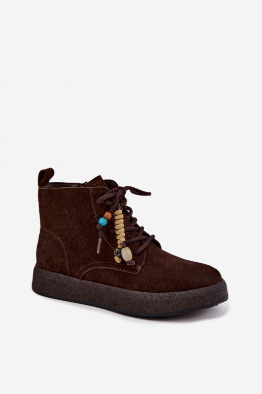 Wärmende Stiefel aus Kunstveloursleder Artiker in Schokolade