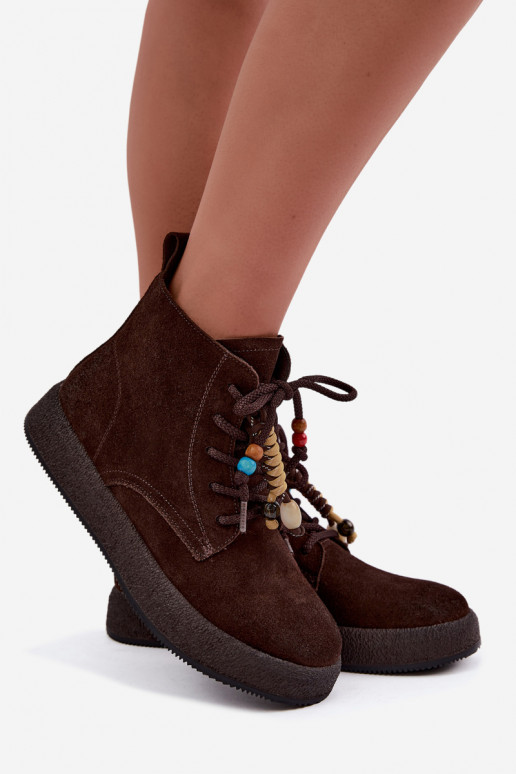Wärmende Stiefel aus Kunstveloursleder Artiker in Schokolade