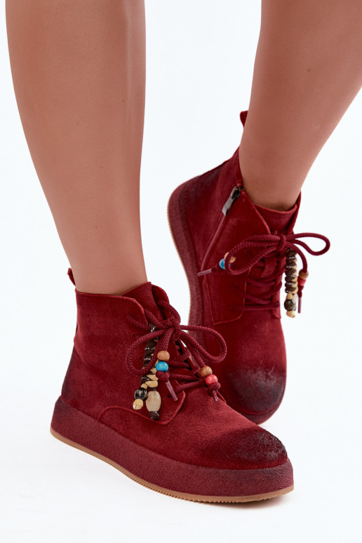 Haut INildlederschuhe Feminin sich Zuarm laufen Artiker 59C1131 Burgund
