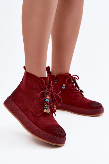 Wärmende Stiefel aus Kunstveloursleder Artiker in Bordeaux 2