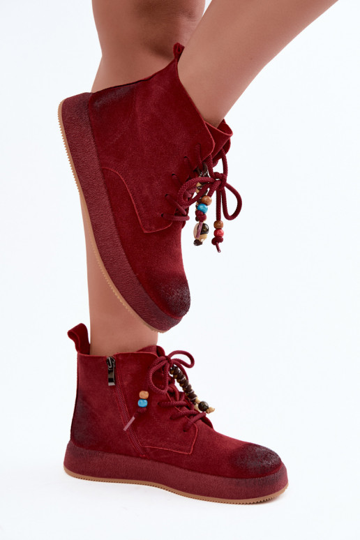 Haut INildlederschuhe Feminin sich Zuarm laufen Artiker 59C1131 Burgund