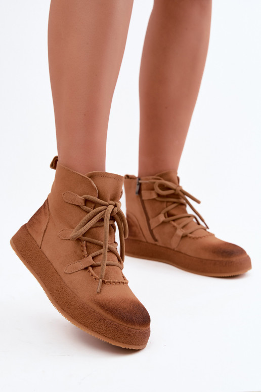 Wärmende Stiefeletten aus Kunstveloursleder Artiker in Braun