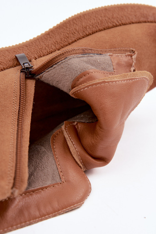 Wärmende Stiefeletten aus Kunstveloursleder Artiker in Braun