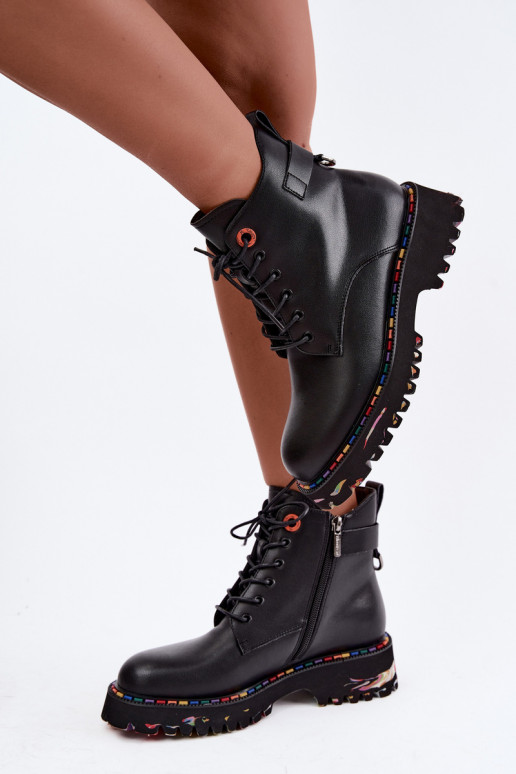 Haut Arbeitsstiefeletten Feminin Artiker 55C0509 schZuarze Farbe