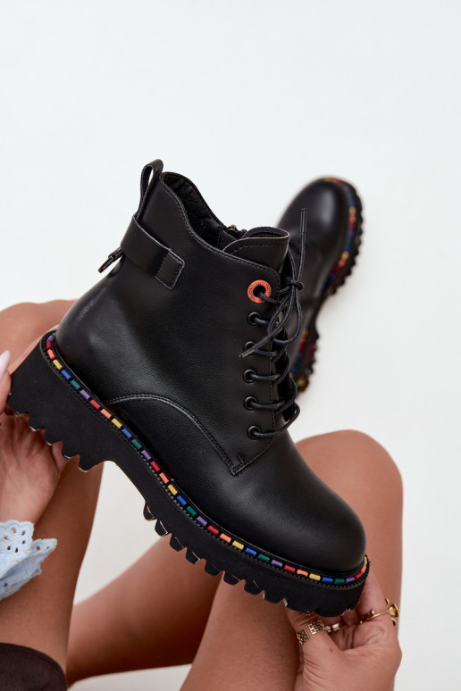 Haut Arbeitsstiefeletten Feminin Artiker 55C0509 schZuarze Farbe