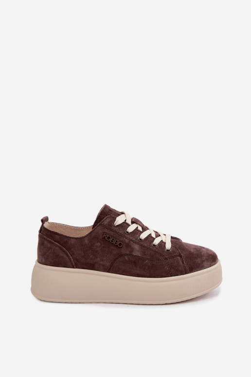 Fauxvelours-Sneaker mit Plateau Kobbo in Schokolade