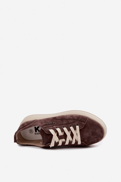 Fauxvelours-Sneaker mit Plateau Kobbo in Schokolade