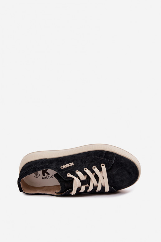 Fauxvelours-Sneaker mit Plateau Kobbo in Schwarz