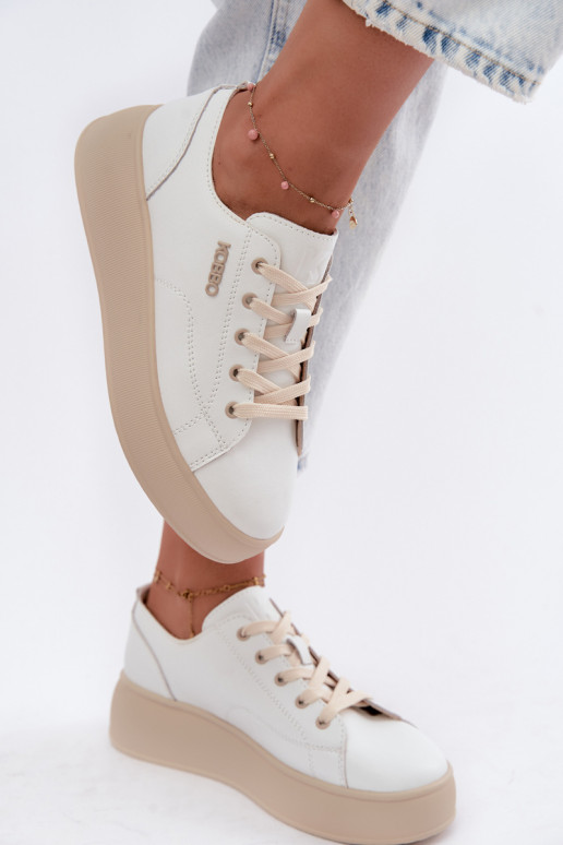 Haut Sneakers Stilvollllschuhe mit einer Plattform Kobbo 41535 Zueiße Farbe