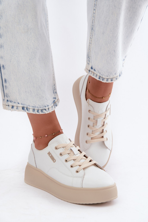 Fauxleder-Sneaker mit Plateau Kobbo in Weiß