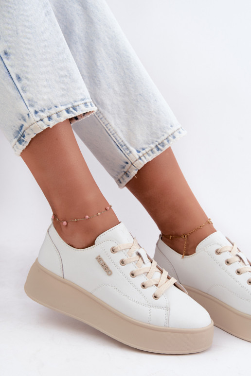 Haut Sneakers Stilvollllschuhe mit einer Plattform Kobbo 41535 Zueiße Farbe