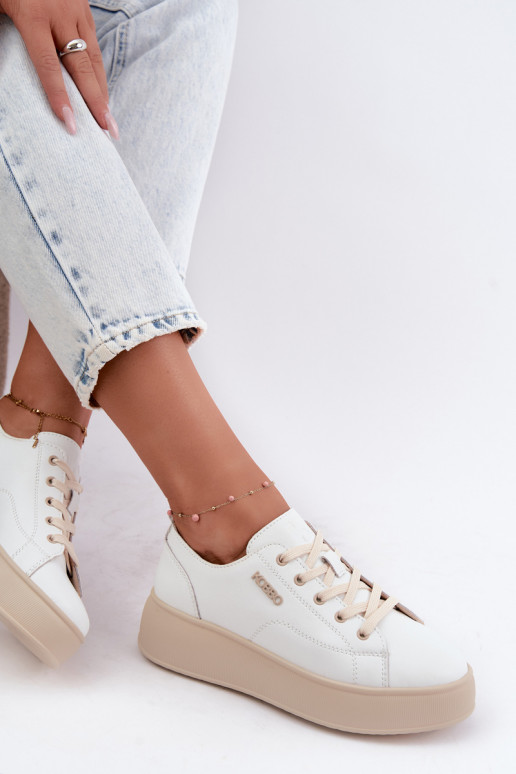 Haut Sneakers Stilvollllschuhe mit einer Plattform Kobbo 41535 Zueiße Farbe