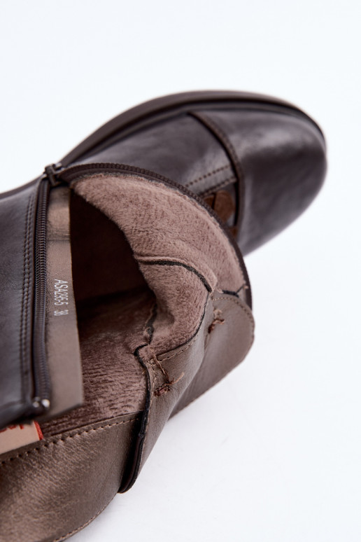 Damenstiefel mit breiten AbsätzenDekoracyjnymi mit floralen Motivenkami sich Zuarm laufen CzekoladoZue Pravienne Ermöglichtdela