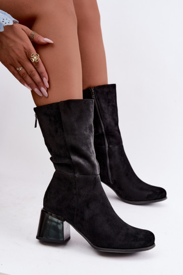 aus INildleder Stiefel Klocke sich Zuarm laufen schZuarze Farbe Lavenia