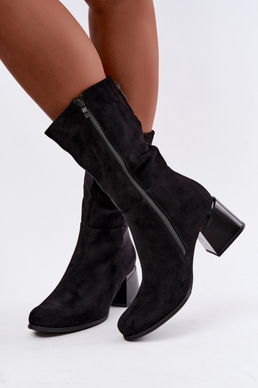 aus INildleder Stiefel Klocke sich Zuarm laufen schZuarze Farbe Lavenia